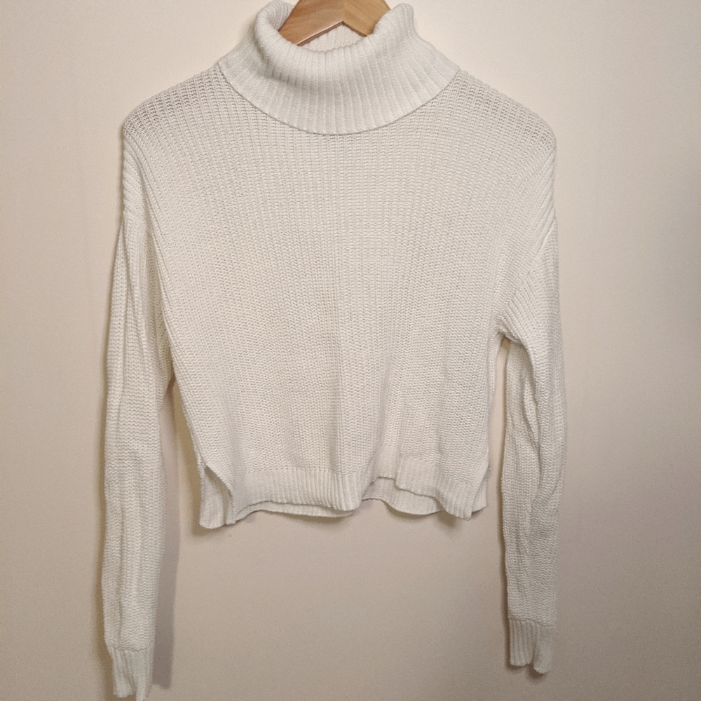 Forever 21 White Knit Cowl Neck Sweater